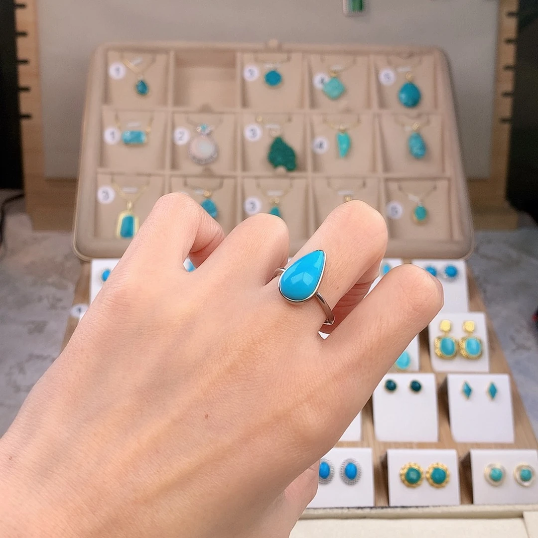 绿松石银S925镶嵌戒指