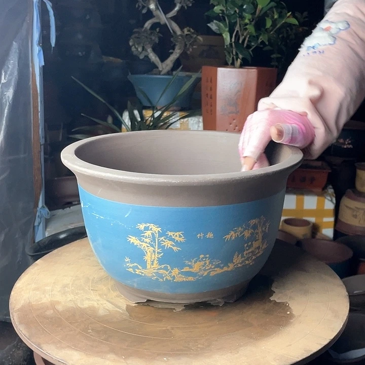 紫砂熊猫中花盆花盆