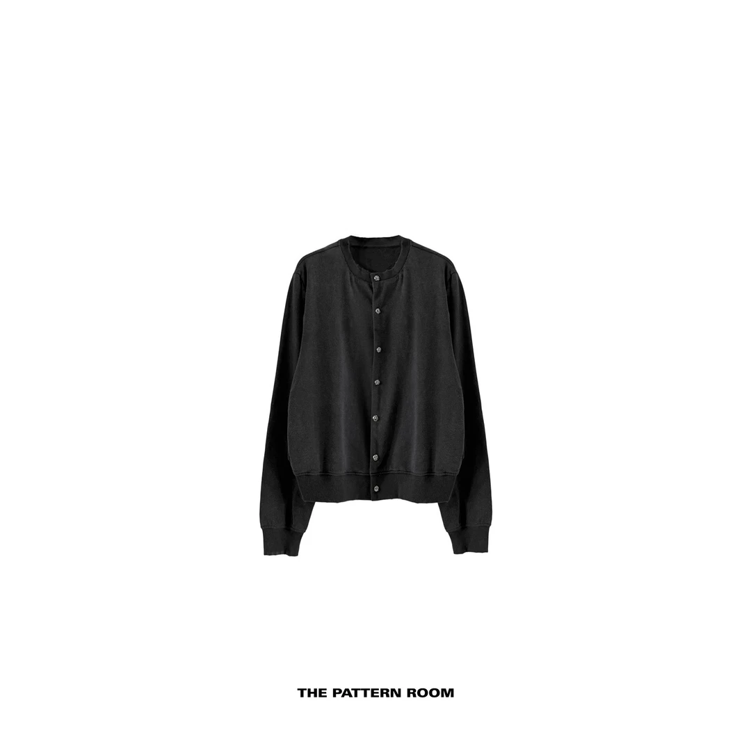 The pattern room | 摩登哥特银扣十字架败色水洗棉卫衣开衫