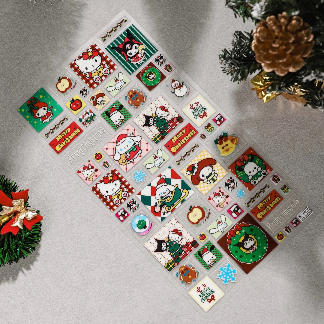 Sky原创系列三丽鸥圣诞节果冻贴纸库洛米kitty可爱卡通手账6D贴画