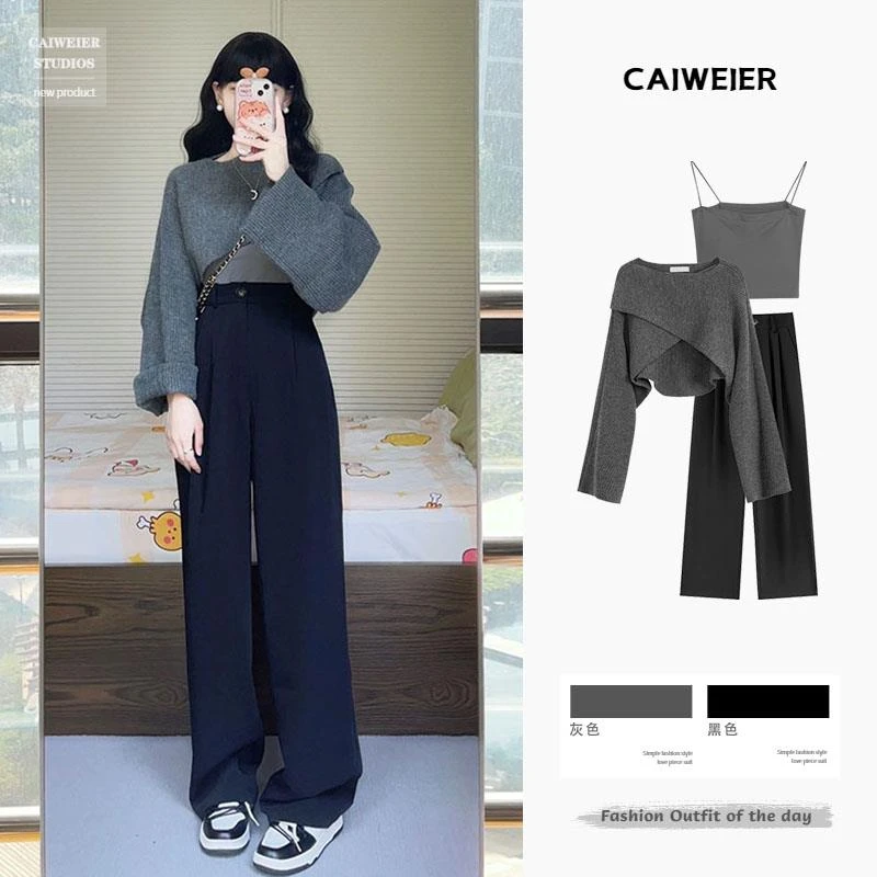 VOCKOO官方秋款搭配一整套时尚气质微胖小个子早秋大码穿搭连衣裙