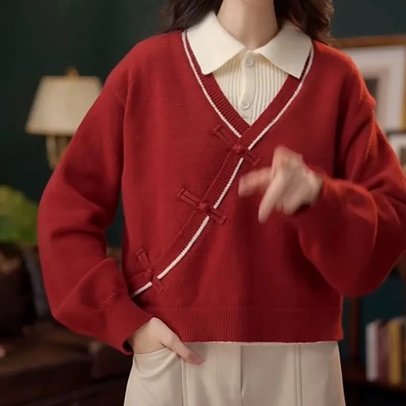 3112 慵懒风条纹针织上衣秋冬新款别致软糯毛衣女外穿