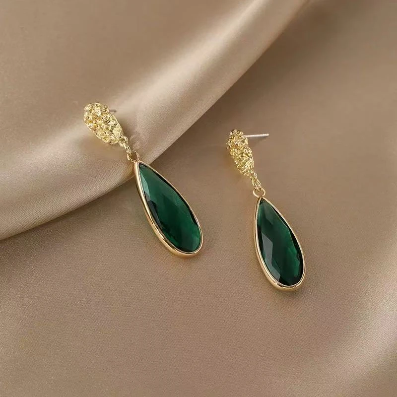 铜合金耳饰 【8762】褶皱水滴耳环女欧美夸张耳饰法式港风耳钉