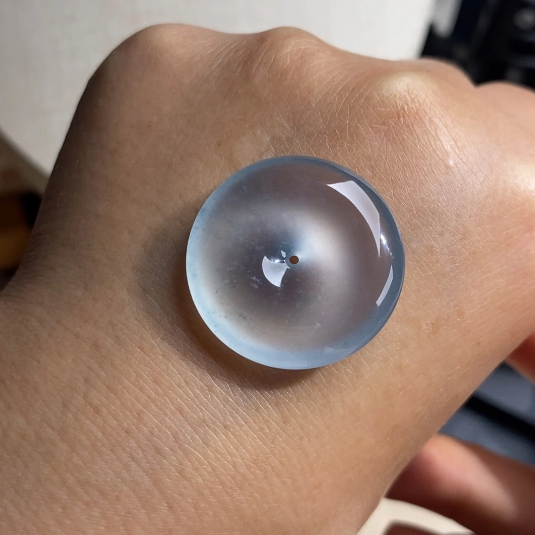 翡翠未镶嵌颈饰翡翠天空蓝冰透起钢平安扣