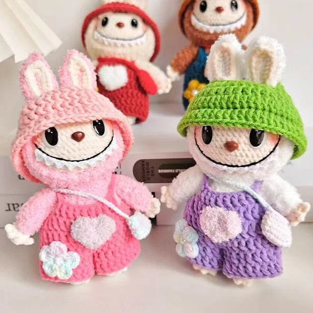 毛线手工编织labubu玩偶挂件diy材料包钩针礼物拉布布公仔娃衣勾