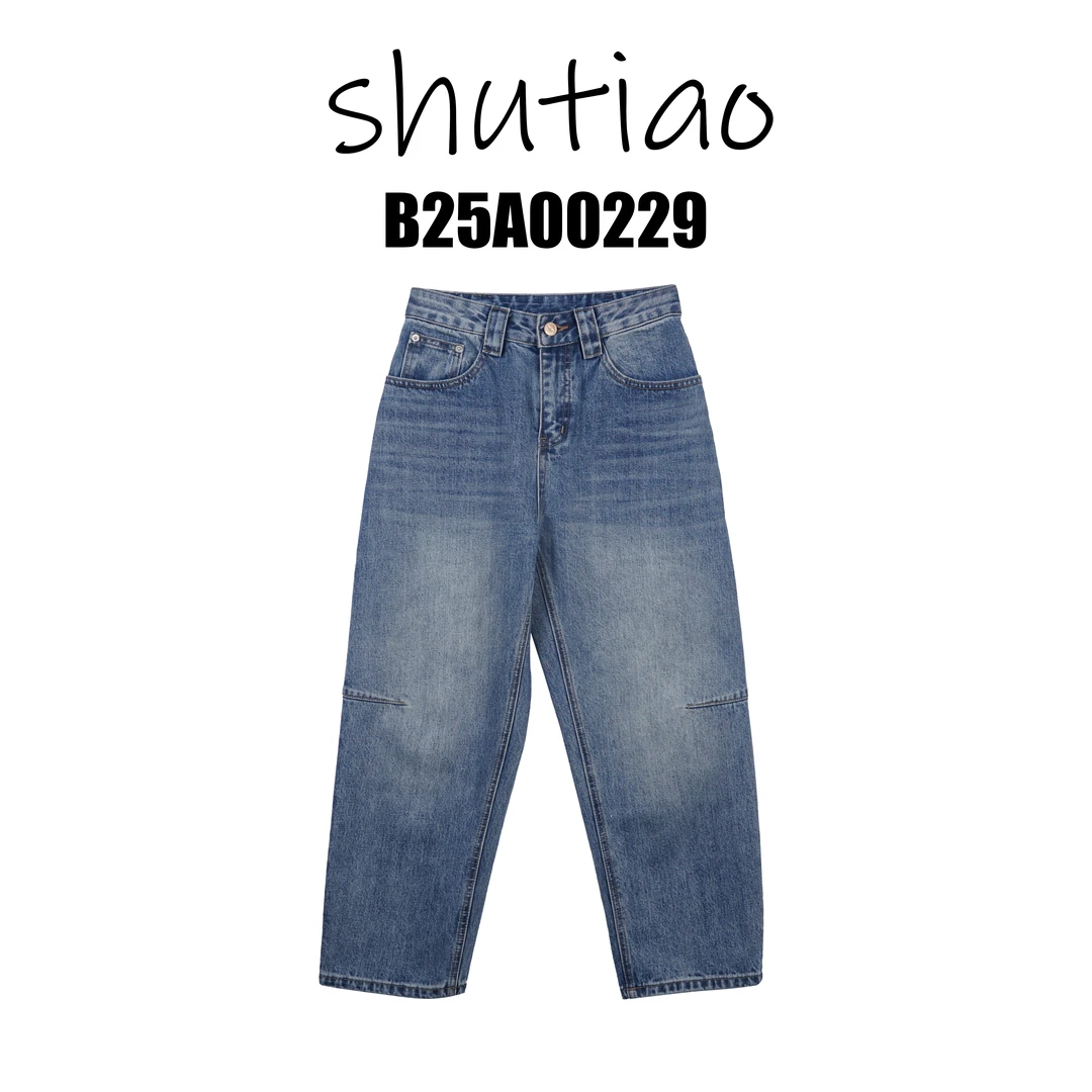 【SHUTIAO】2025夏季：新款小众设计款奶奶牛仔裤B25A00229