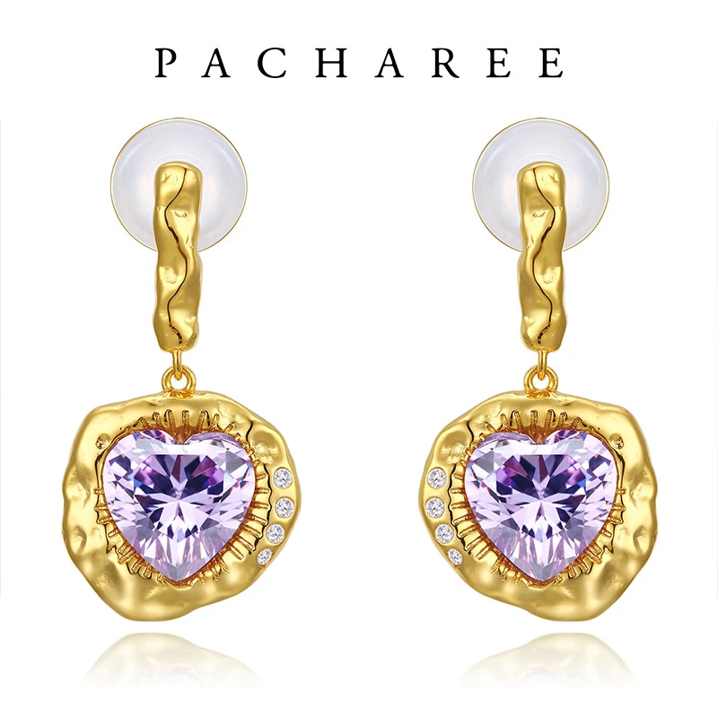 合金合成锆石耳饰 星光璀璨系列爱心耳钉-500020