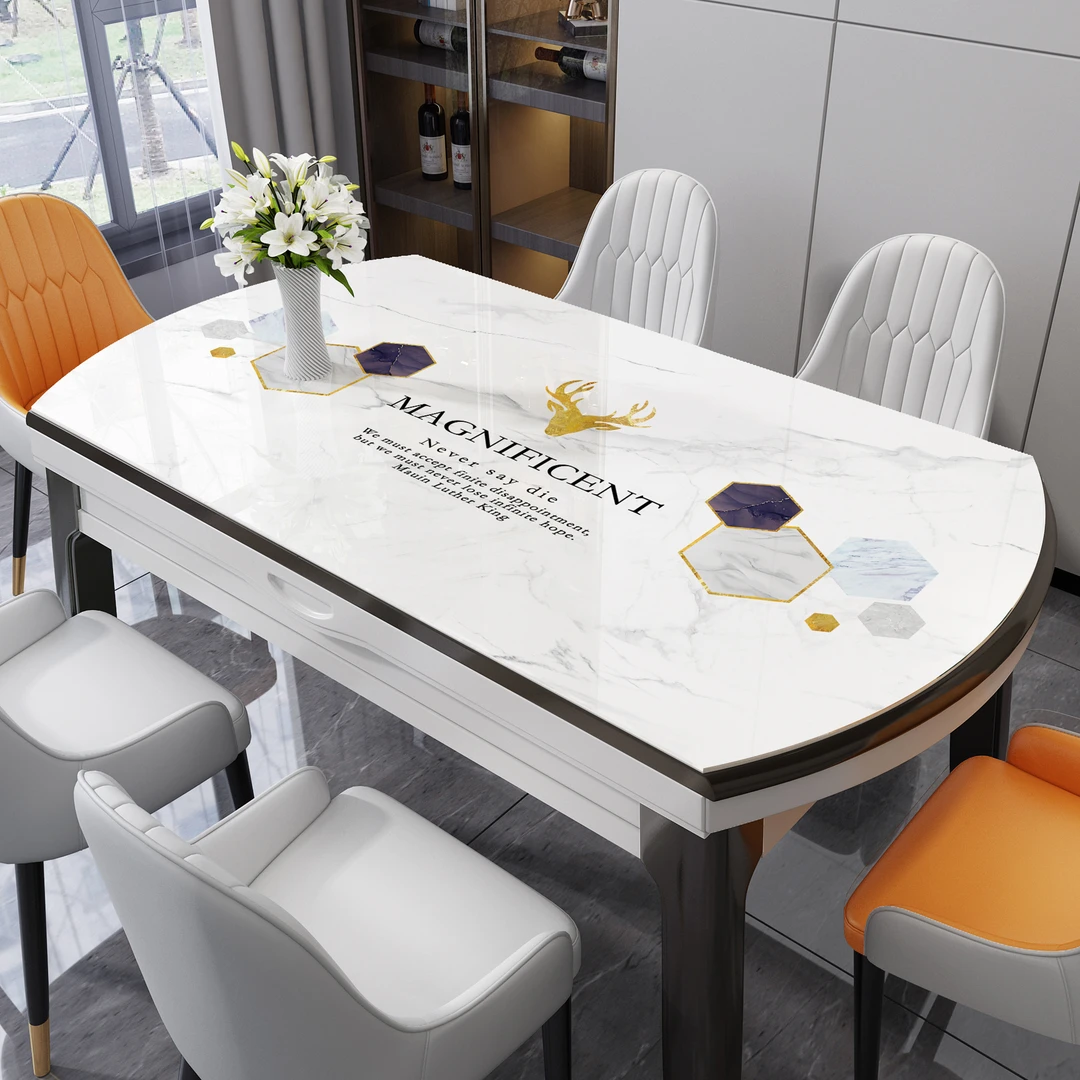 椭圆形餐桌垫防水防油防烫免洗轻奢高级感PVC软玻璃折叠圆桌桌布