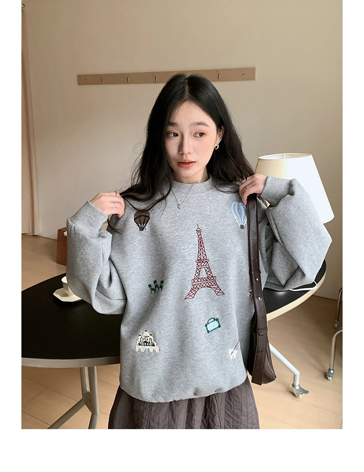 130美式卫衣女新款春季休闲宽松百搭上衣