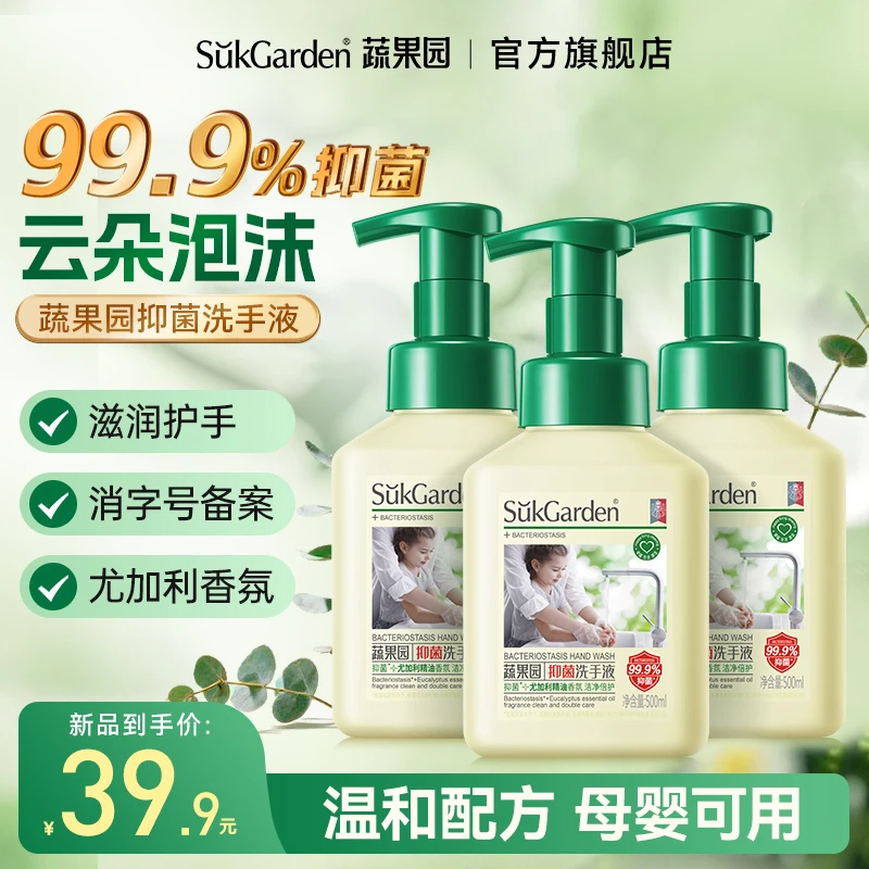 【全新升级抑菌】蔬果园泡沫型洗手液留香家用抑菌杀菌消毒