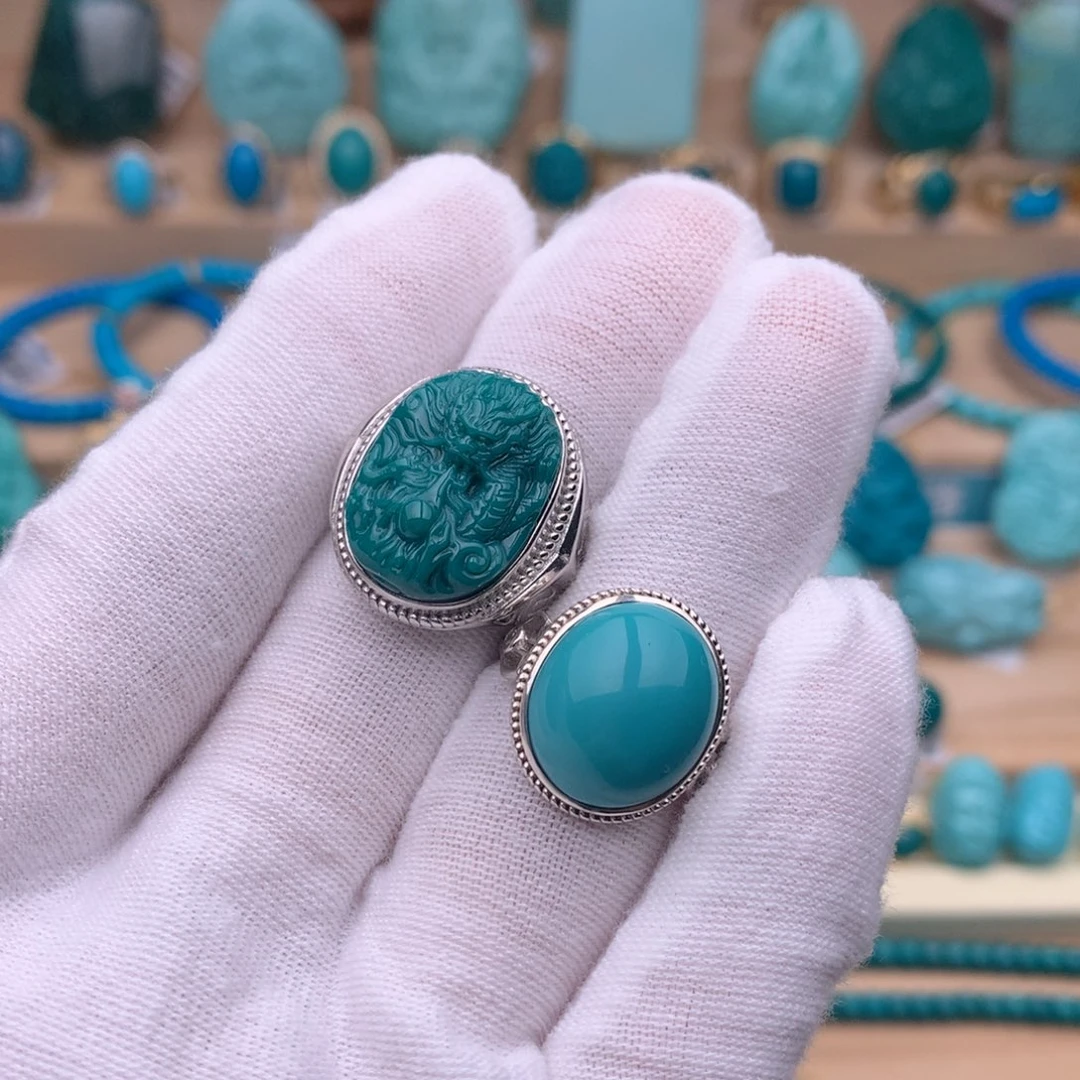 困***鱼绿松石银S925镶嵌珠宝奇石