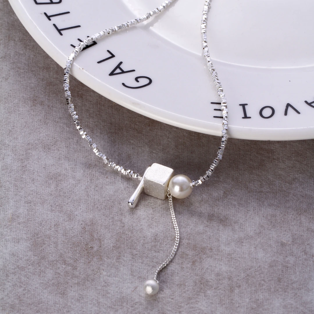 【KEFAN珂梵】碎银子链条小众锁骨链ins轻奢8mm珠珠拼接时尚项链