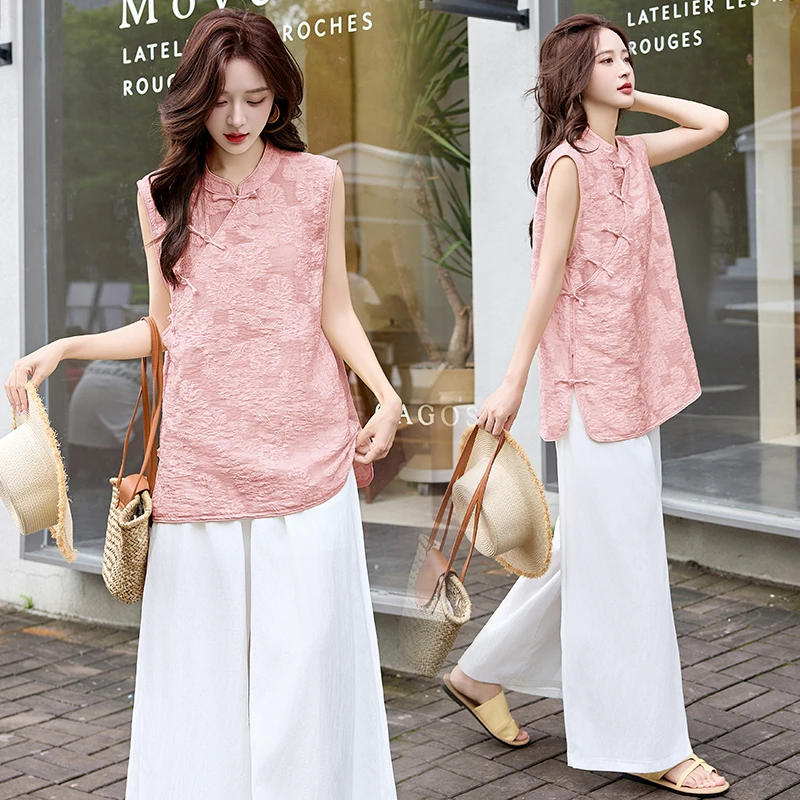 蕾丝新中式套装时尚休闲夏季复古中国气质文艺禅意气质款女装
