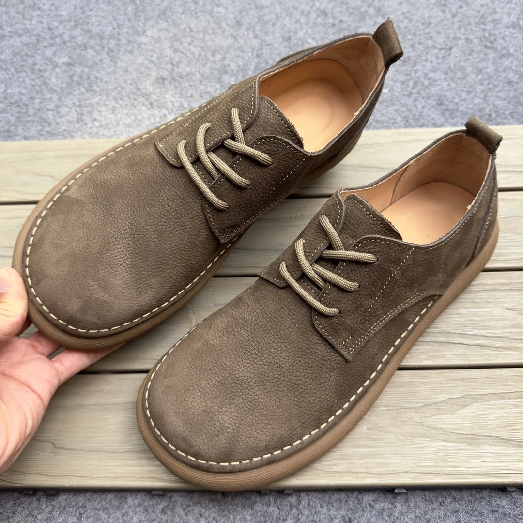 2025舒适百搭新款复古透气皮鞋百搭英伦软底休闲舒适宽脚大头男鞋