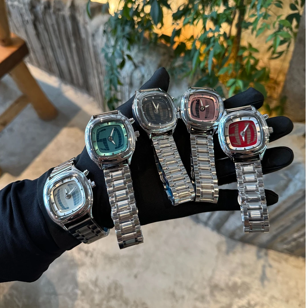 y2dk手表千禧年风格方块数字动态显示防水复古小众男女百搭石英