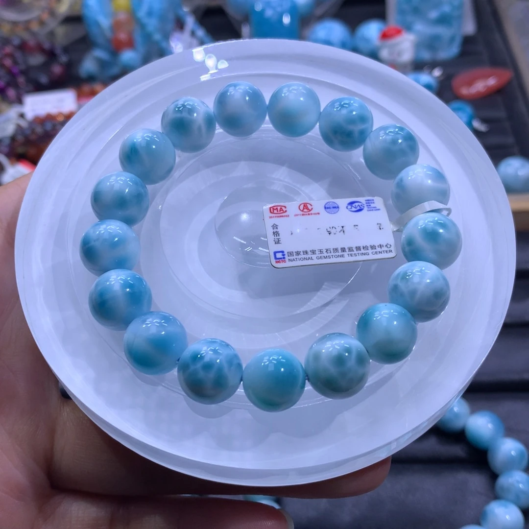 针钠钙石（海纹石）未镶嵌手链海纹石11m002779色差略异