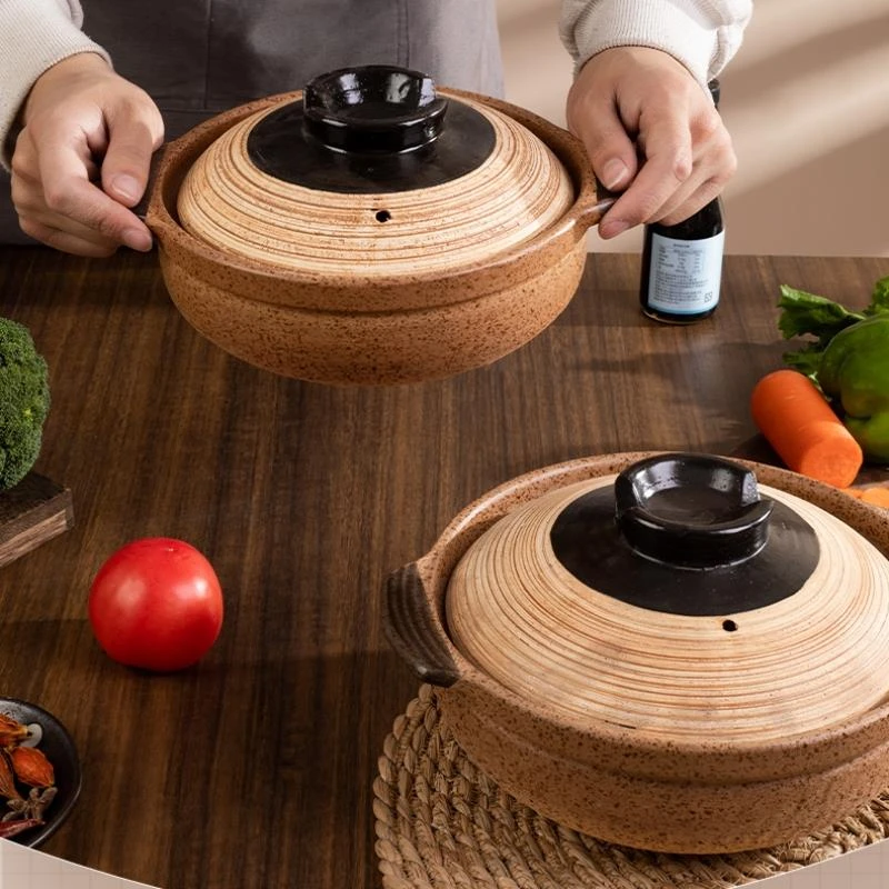 日式老式粗土砂锅砂锅耐高温干烧不裂煲仔饭小砂锅家用小号煤气灶