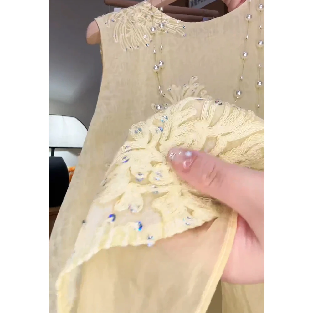 新中式假两件提花拼接无袖背心女夏季新款时尚百搭衬衫中国风上衣