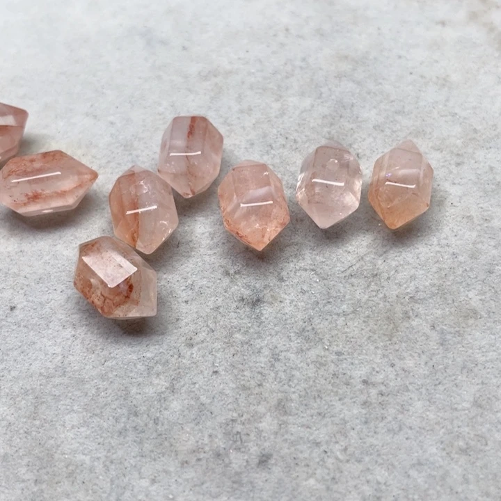 玛瑙/玉髓合金珠宝半成品一颗11mm红椒花双尖中孔