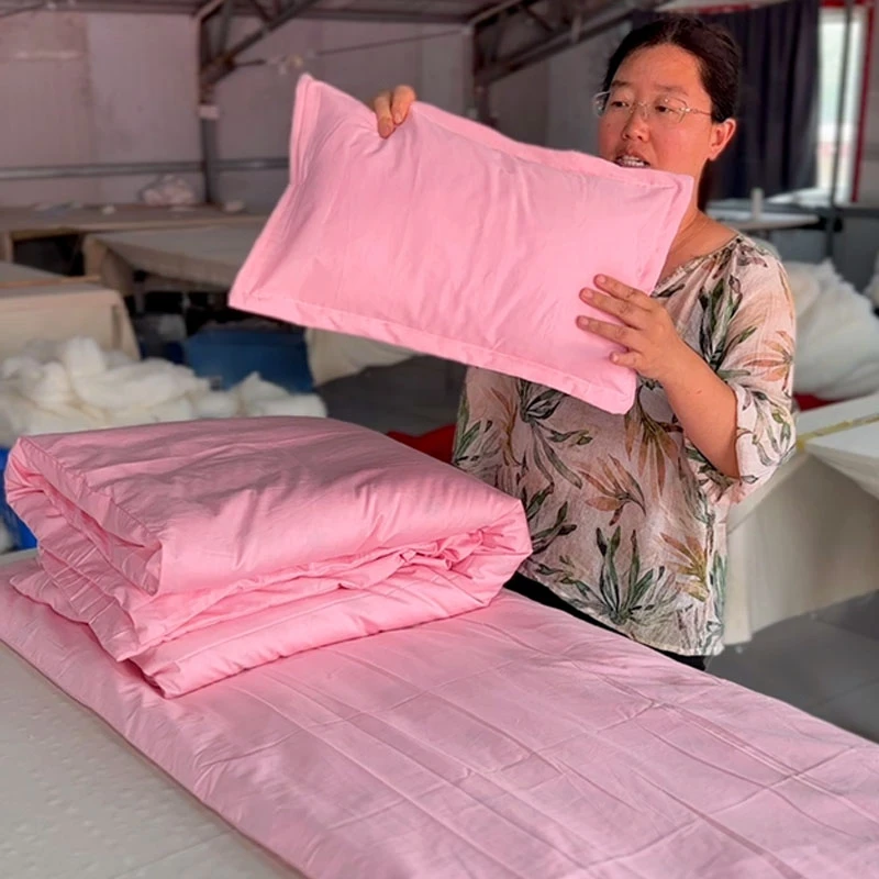 定做学生午睡六件套粉色纯棉花被褥幼儿园果绿色套件