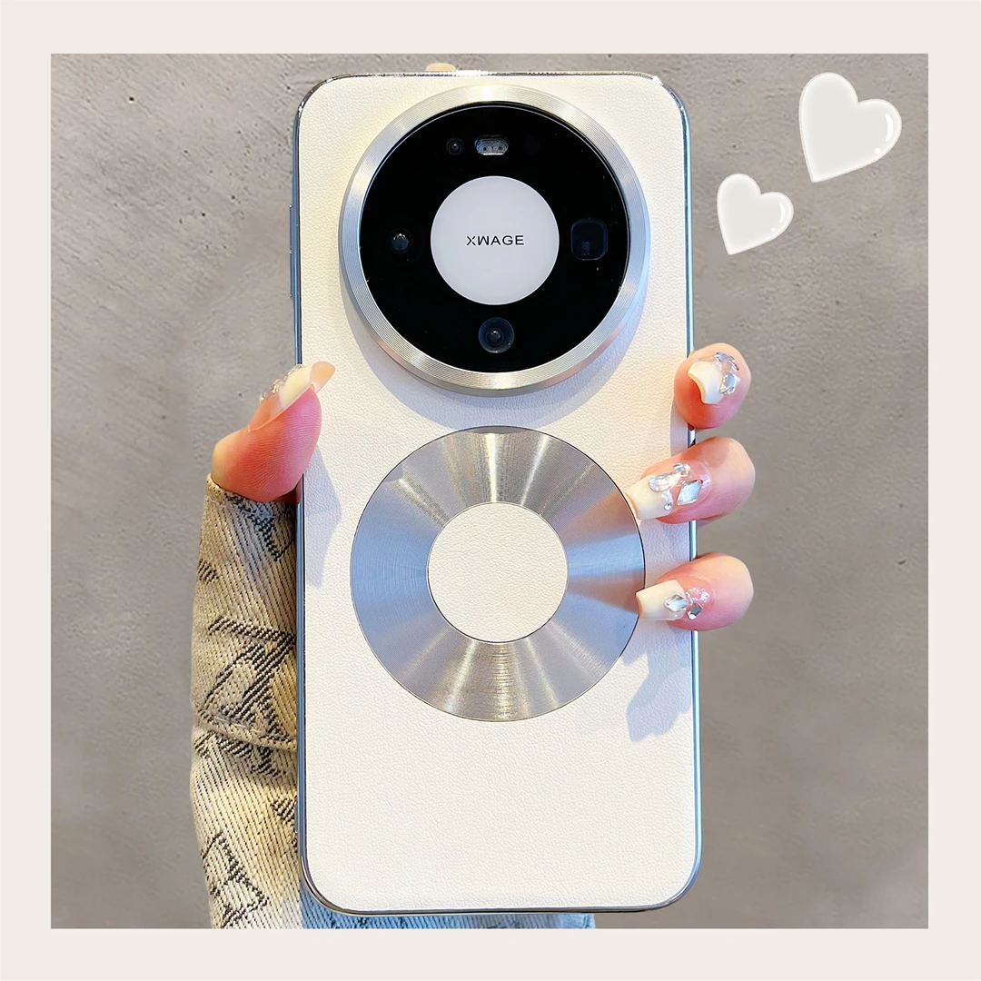 适用华为mate80promax新款手机壳高级感素皮保护套mate80CD纹磁吸