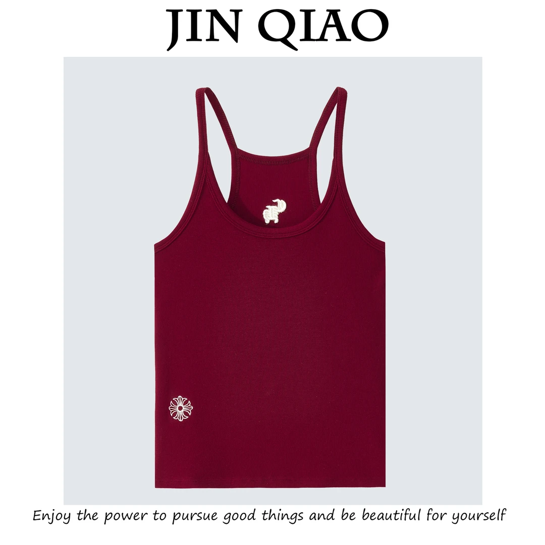 JIN QIAO【西雅图】十字架刺绣螺纹吊带背心上衣#0365