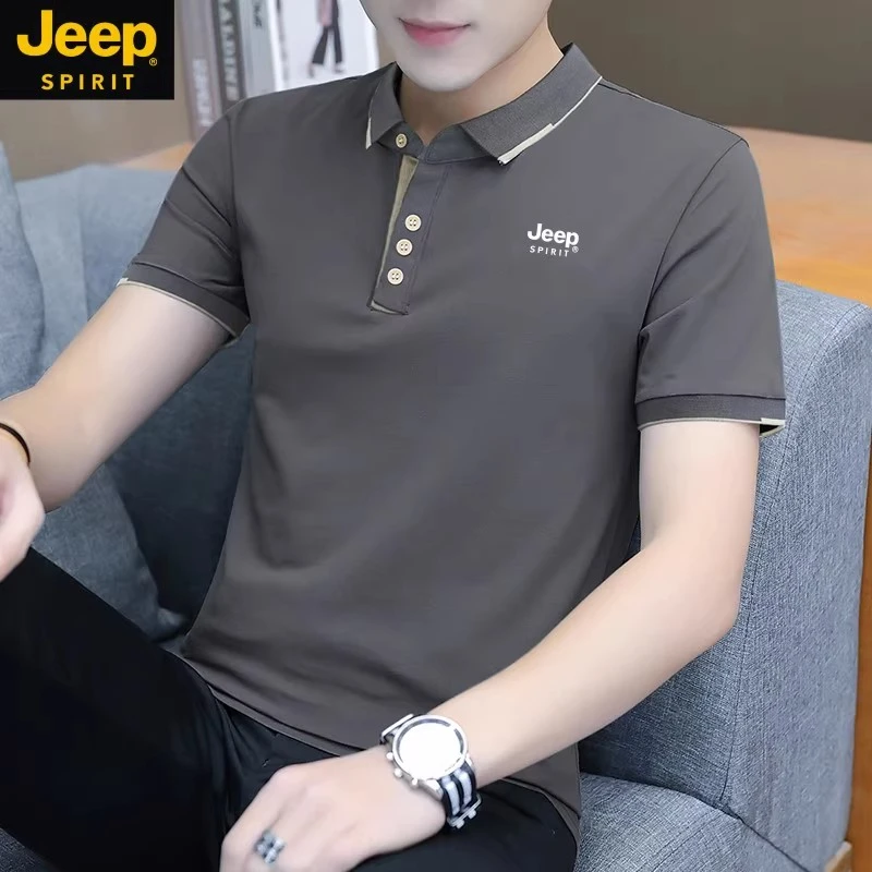 JEEP吉普短袖t恤男夏季商务休闲polo衫透气体恤上衣高级感男装