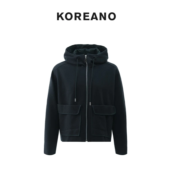 【KOREANO】春秋珊瑚绿色宽松廓型连帽式外套  SY3462(JUN)