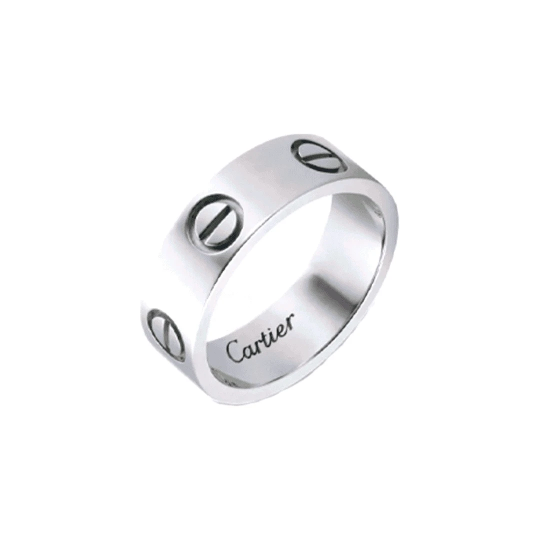 99新 Cartier/卡地亚 LOVE系列5.5宽版白金无钻戒指B4084700