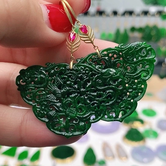 翡翠耳饰18K金镶嵌旭****9耳饰