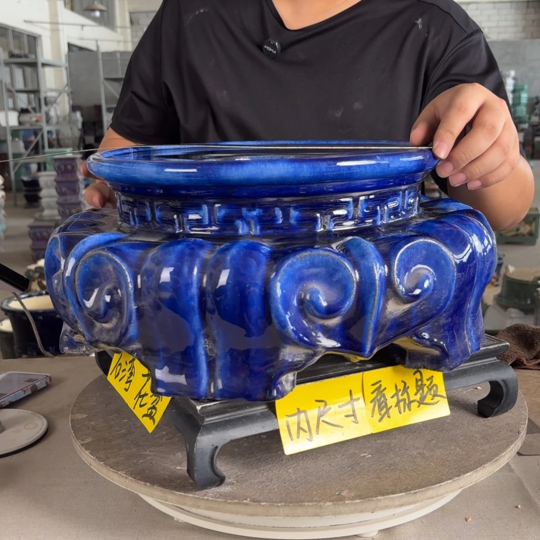 。一风堂石湾花盆 小开片 面宽30高17