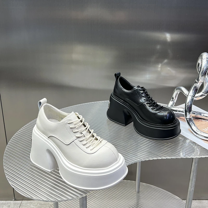2025春季新款百搭增高系带一脚蹬复古小个子厚底单鞋女SJ7876-3