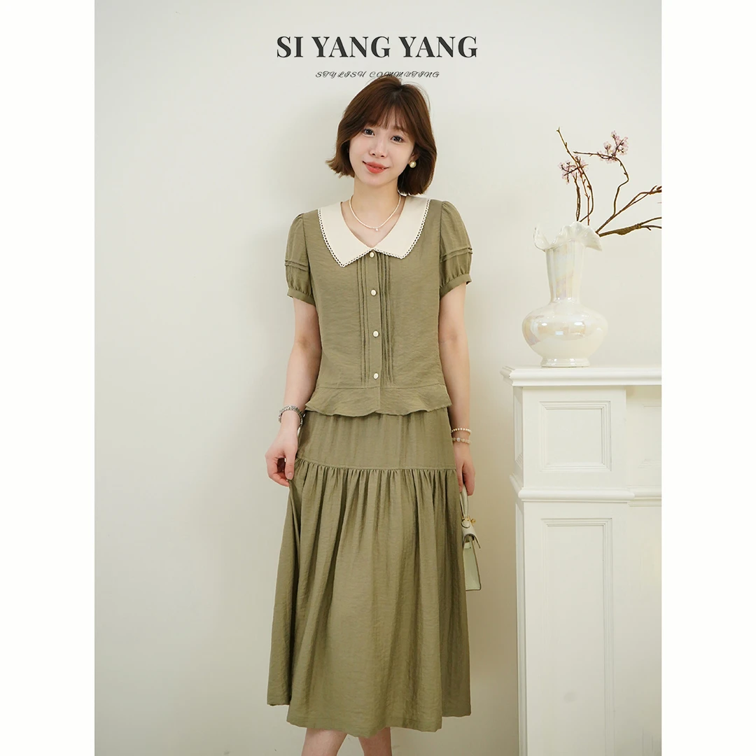 斯洋洋SIYANG超柔亚麻混纺亲肤舒爽透气减龄精致套装TZ506A049SYY