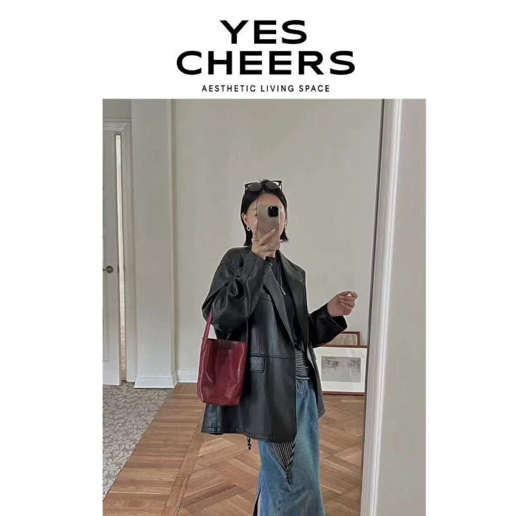 悦是YES CHEERS【缪斯气场】大女主西装皮衣外套 py03