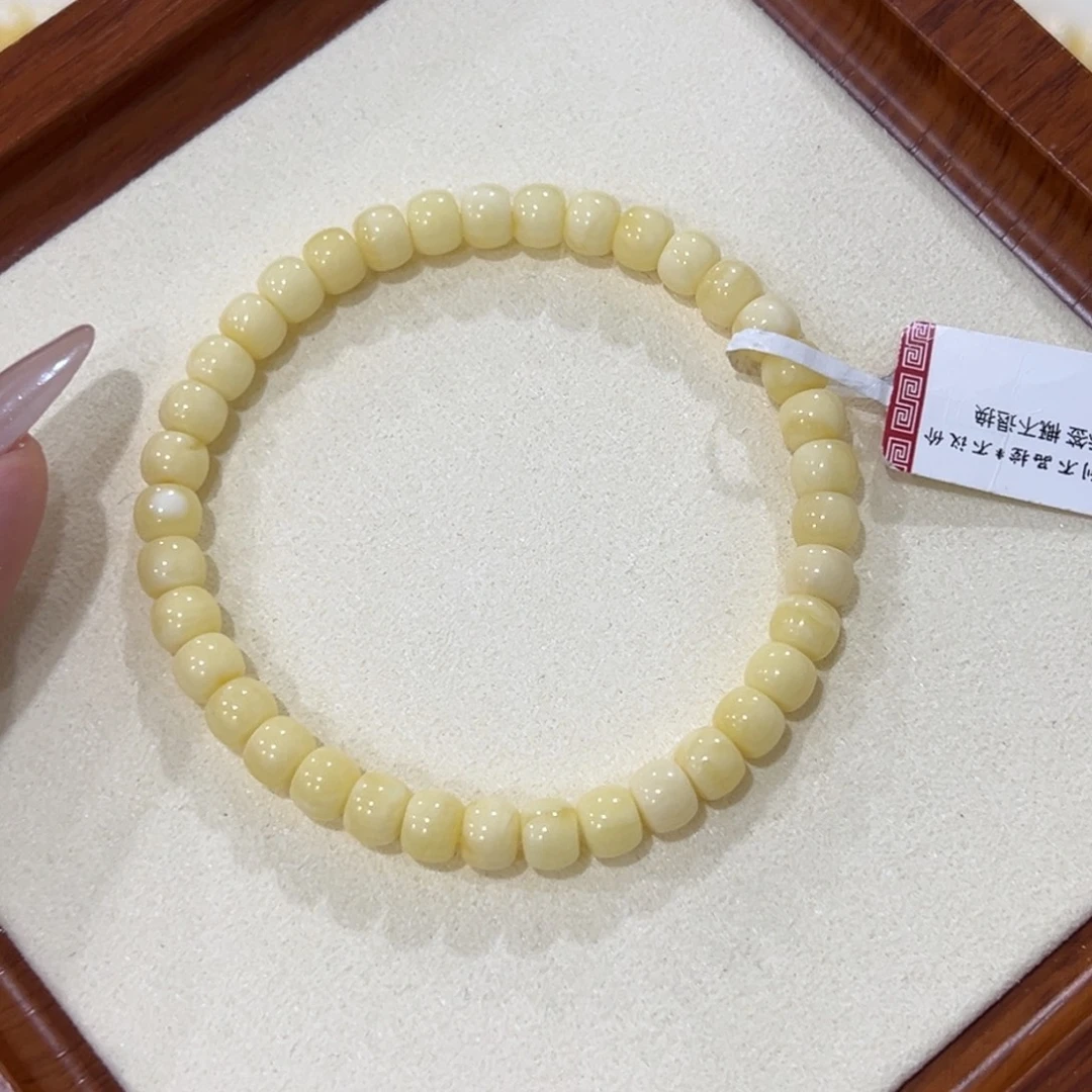 蜜蜡未镶嵌手链6m浓蜡奶白老型手串