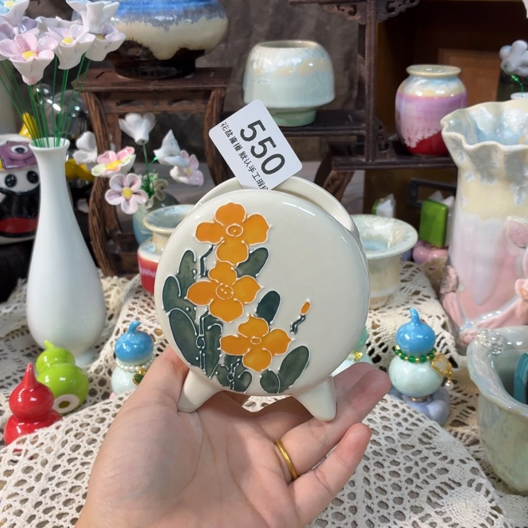 景德镇手工陶瓷花盆小号