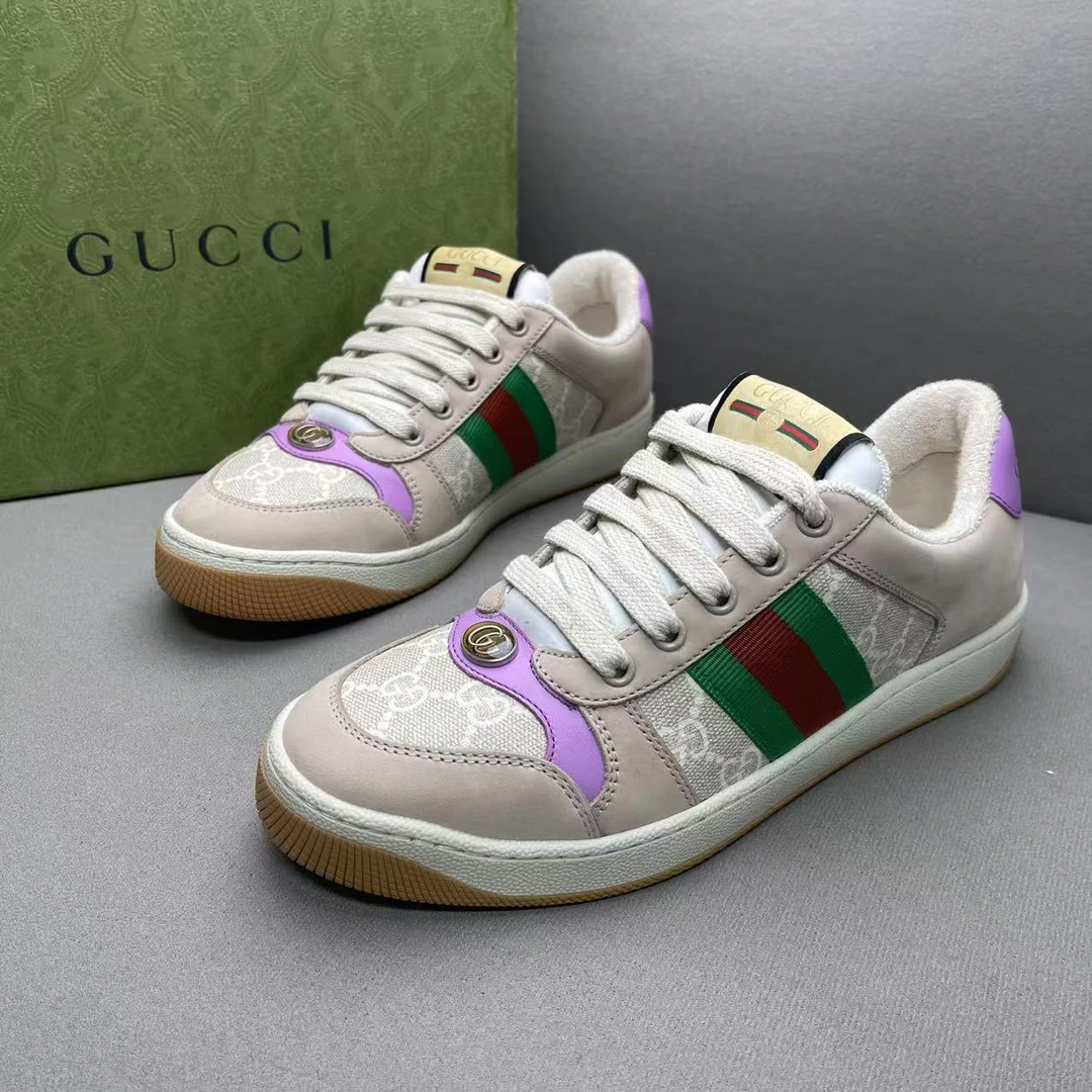 全新未使用 GUCCI/古驰 米白色时尚百搭小蜜蜂复古脏脏鞋 37.5码