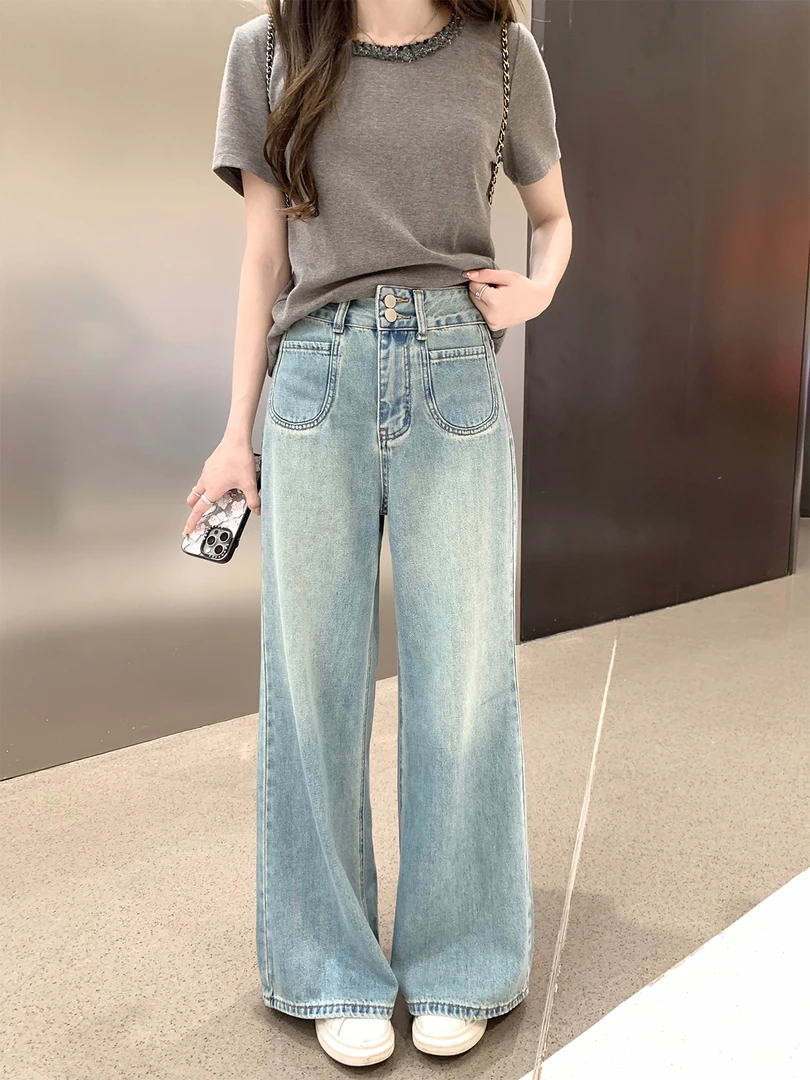 Zzhen【胶片牛仔】超好搭配腔调直筒牛仔裤DKZ726