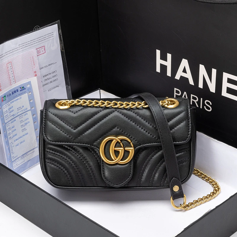 DIY包包女2025新款秋季小香风菱格链条包时尚单肩斜挎包DIY黑色