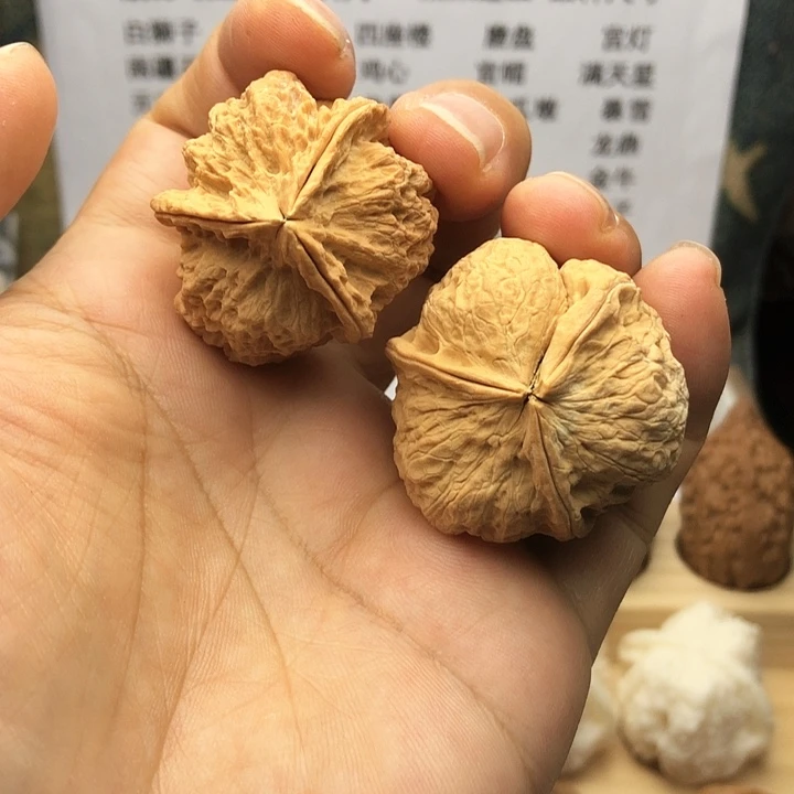 文玩核桃把件铁核桃三棱，雌雄对