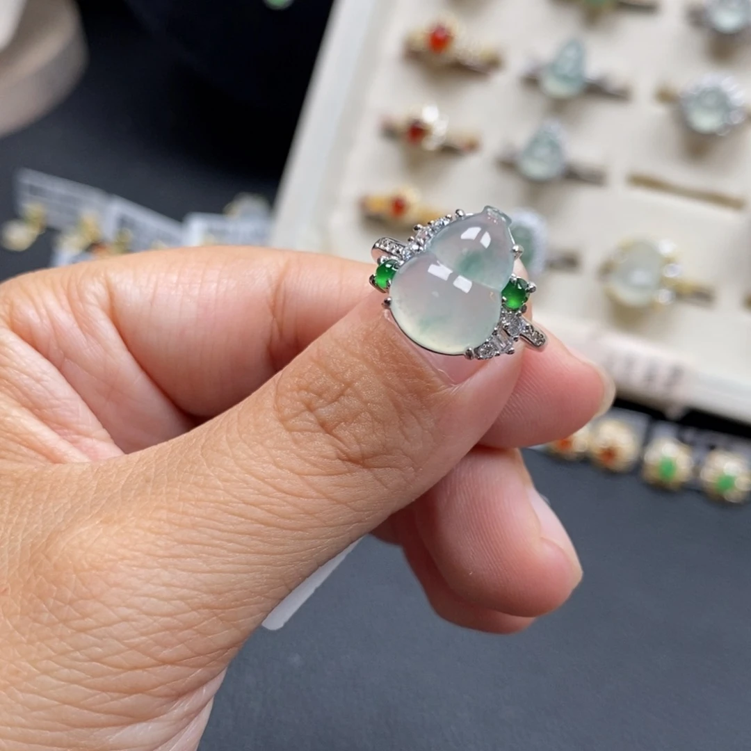 汽***姐翡翠银S925镶嵌戒指