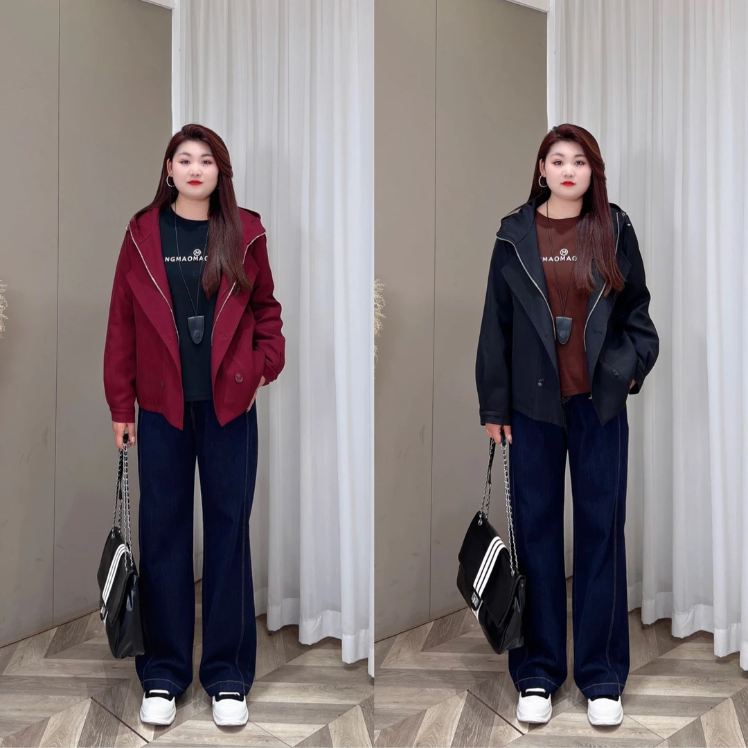 【现货仅外套】PMM81530 秋冬新款简约显瘦时尚加厚带帽休闲外套