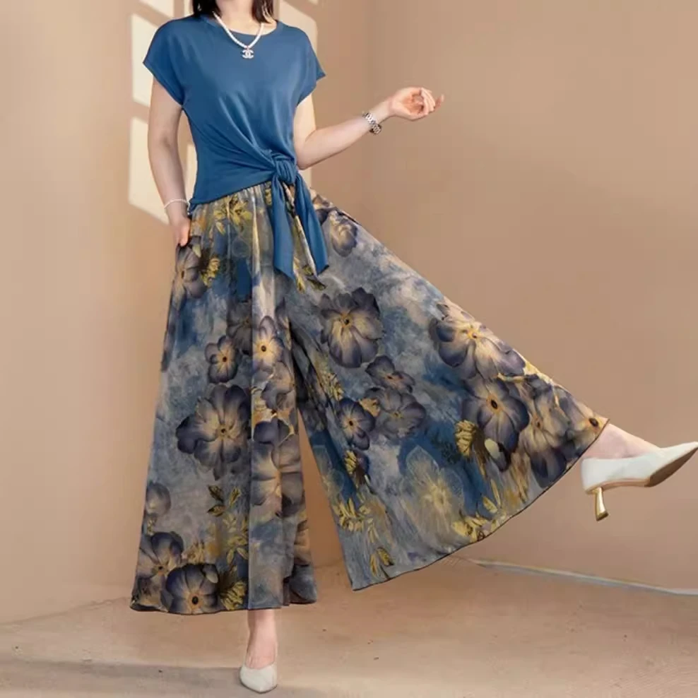 国色天香裙裤休闲裤女2025年新款半身裙宽松显瘦洋气大摆妈妈裤裙