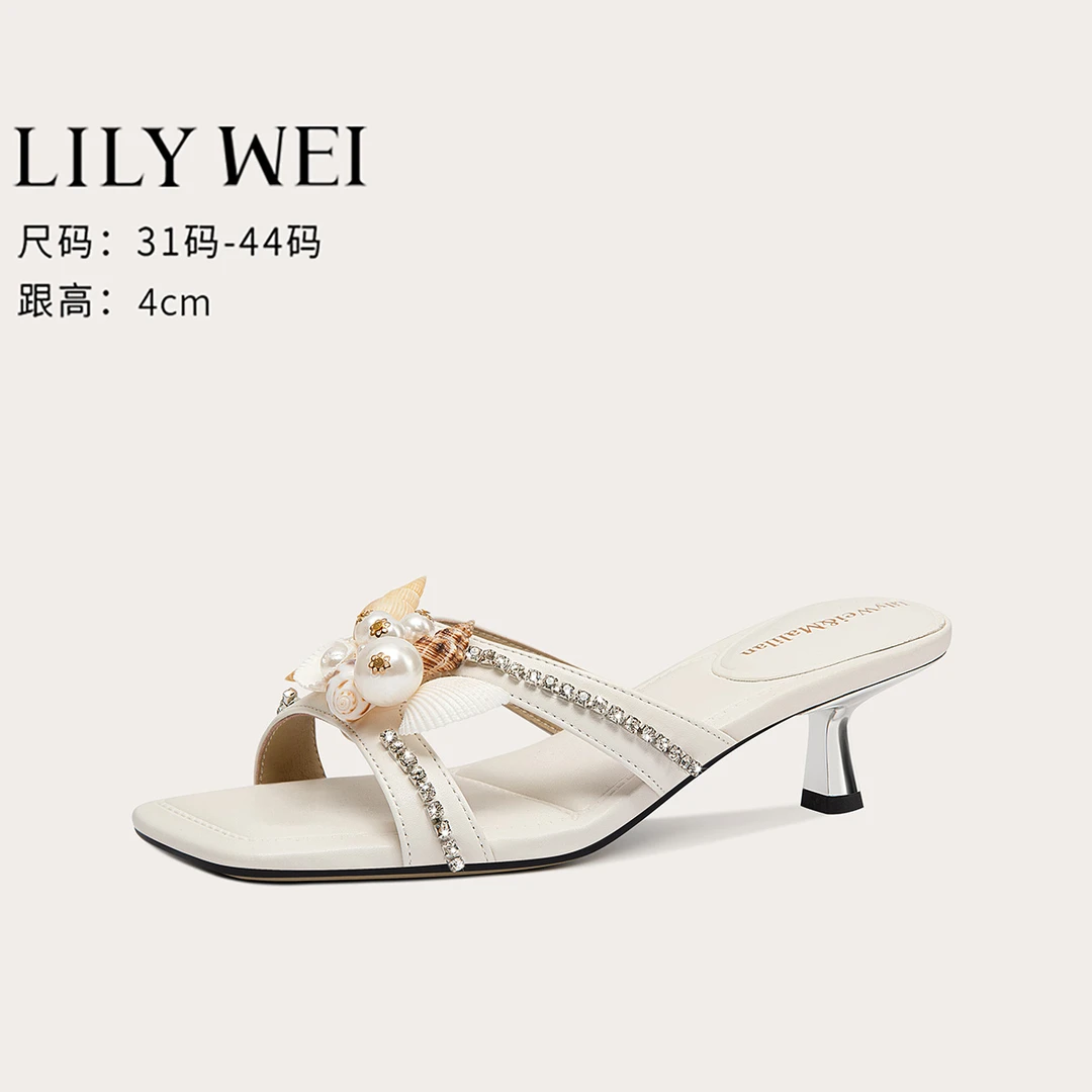 Lily Wei【海螺拾贝】绝美减龄酒杯跟凉鞋女外穿凉拖鞋大码41-44