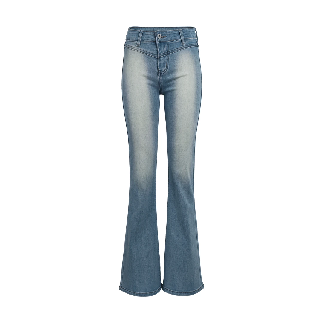 【Q】2025春季新款中低腰微喇拖地喇叭裤牛仔裤Q254005