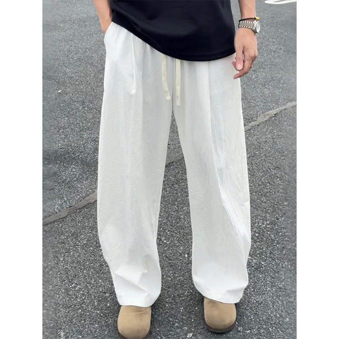 老钱风垂感裤子男夏季薄款松弛感山本裤慵懒风穿搭运动阔腿直筒裤