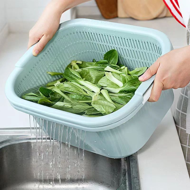 沥水篮塑料厨房洗菜篮洗水果蔬菜篮筐多用食品淘菜盆滴水筛洗菜欣