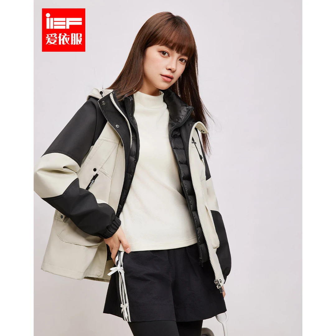 IEF/爱依服2025新款冬季羽绒女款运动户外防风加厚保暖两件套