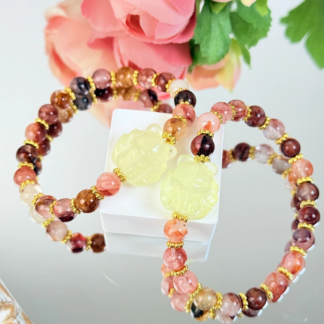 【胶花米米】胶花黄水晶手串7mm面小仙多样性发其一