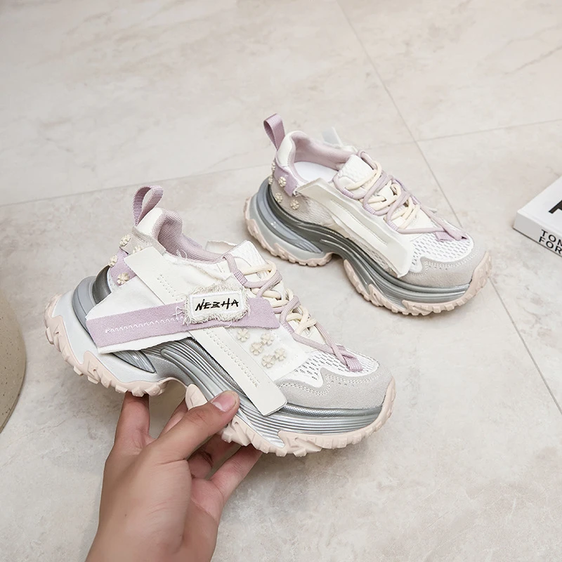 新款轻便软底百搭老爹鞋女2025春季爆款时尚小个子运动女鞋